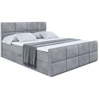 ALTDECOR Boxspringbett ARDENI-Z, Polsterbett mit Kopfteil, Bettkasten, Fußteil - Hart (H4) Matratze - 160x200 - Grau Samt