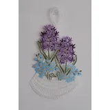 Stickereien Plauen Fensterbild "Hyazinthen" Gr. 1, bunt (blau, grün, lila), B:16cm H:28cm, Polyester, Fensterbilder