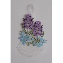Stickereien Plauen Fensterbild "Hyazinthen" Gr. 1, bunt (blau, grün, lila), B:16cm H:28cm, Polyester, Fensterbilder