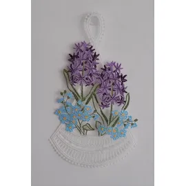 Stickereien Plauen Fensterbild "Hyazinthen" Gr. 1, bunt (blau, grün, lila), B:16cm H:28cm, Polyester, Fensterbilder