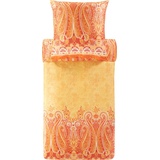 BASSETTI MERGELLINA Bettwäsche + 2 Kissenhüllen aus 100% Baumwollsatin in der Farbe Orange O1, Maße: 200x200 cm