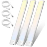 ZMH LED Unterbauleuchte mit Bewegungsmelder Aufladbar Schranklicht USB 1500mAh Flur Cabinet, Augenschutz, Einfache Installtion, LED fest integriert, 3000-6500K, 30CM Dimmbar 3 Farbtemperatur Schrankleuchte Schlafzimmer weiß 30 cm