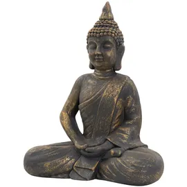 ECD Germany Buddha Figur Sitzend 50cm hoch, aus wetterfestem Polyresin Bronze, Feng Shui, Statue als Dekoration Skulpturen & Garten Gartenfigur