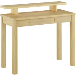 Erst-Holz Bürotisch mit Ablage, Tisch 100x45x76 mit Ablage Kiefer massiv natur 90.70-55A-82-90-10