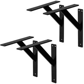 ML-Design Regalträger, Schwarz, Metall, 24x3x24 cm, Wohnzimmer, Regale, Wandregale