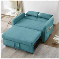 BlingBin Schlafsofa Zweisitzer-Klappsofa Sofabett mit Schlaffunktion, 1 Teile, Mit zwei Kopfkissen und Seitentaschen grün