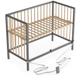 Sämann – make a difference. Beistellbett Grau, Natur, Holz, Echtholz,Buche, 120x90x60 cm Babymöbel, Babybetten, Beistellbetten