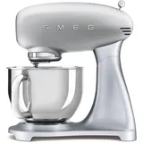 SMEG Küchenmaschine,Knetmaschine Rührmaschine mit Knethaken, 800,00 W, 4,80 l Schüssel, Edelstahl Schüssel, 6 Stufen Bedienfreundlich Mischen S... - Silber