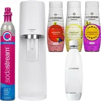 Wassersprudler SodaStream Terra White + 1 Flasche, Weiß, 1L + Red Berries Zerol Sirup, Elderflower Zero, Passionfruit Zero - Weiß