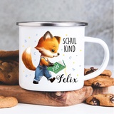 Wandtattoo Loft Kindertasse mit Namen und Fuchs Motiv, Emaille Tasse Kinder mit Namen, Tasse Kinder, Kindertasse personalisiert, Trinkbecher Kinder, Schulkind Tasse mit Namen, Camping Tasse Kinder