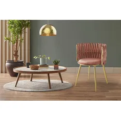Esszimmerstuhl KAYOOM "Stuhl Milla 125 2er-Set,tolles Design der Rückenlehne,runde Sitzfläche", rosa (altrosa), B:57cm H:80cm T:53cm, Polyester, Stühle, samtweicher Bezug, hochwertig, vielseitig einsetzbarer Stuhl