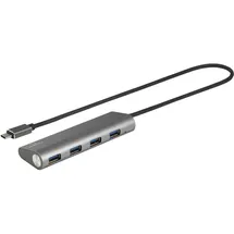 Renkforce RF-3374944 USB-Hub 4 Port USB-A USB 3.2 Gen1 5 GBit/s mit Aluminiumgehäuse Silber