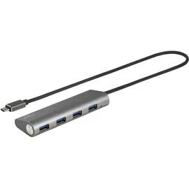 Renkforce RF-3374944 USB-Hub 4 Port USB-A USB 3.2 Gen1 5 GBit/s mit Aluminiumgehäuse Silber