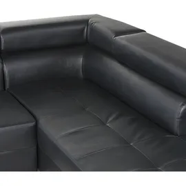 Beliani Ecksofa 5-Sitzer Norrea Kunstleder Schwarz Linksseitig