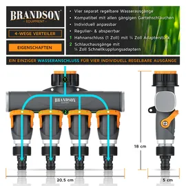 Brandson 4-Wege Wasserverteiler 3er-Set orange/schwarz