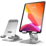 TOPGO Verstellbarer Tablet-Ständer für Schreibtisch, [Ergonomisch & Flexibel & Tragbar] Faltbarer Tablet-Ständer für iPad Pro 12.9, Air Mini, Kindle, Samsung Tab, Switch - Silber