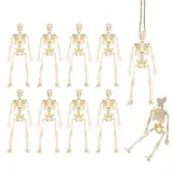 10 Stück Halloween Deko Skelett, 14cm Ganzkörper Mini Hängende Skelett für Halloween Hause Party Garten Outdoor Dekoration