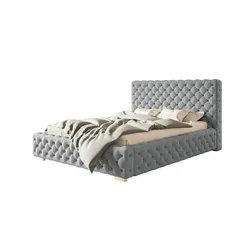 Polsterbett mit Stauraum Wigan , grau , Maße (cm): H: 107