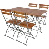INDA-EXCLUSIV Biergarten Garnitur Klapptisch + 4 Klappstühle klappbar Stahl