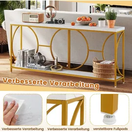 Costway Konsolentisch 180 x 40 x 75 cm gold weiß