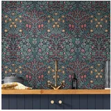William Morris At Home Vliestapete Blackthorn 10 m x 0,62 m blau 34193