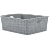 3x Aufbewahrungskörbchen 12 cm hoch GRAU Rattan-Optik- 35x28x12cm DINA4 - Ordnungskorb Ordnungsbox Schubladenorganizer Schublade Organizerbox Ordnungssystem Kunststoff Aufbewahrung Korb Schreibtisch