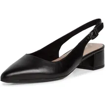 TAMARIS Damen, Sling Pump mit Blockabsatz Leder, schwarz, 41 EU