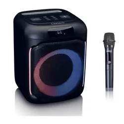 Lenco PA-101BK - Bluetooth® Party-Lautsprecher mit LED-Lichteffekten - 100W RMS, USB, 14 Stunden Batterielaufzeit - Schwarz