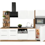 kochstation Küchenzeile »KS-Brindisi Breite 280 cm«, wahlweise mit E-Geräten und Induktion, mit MDF-Fronten und Regal weiß