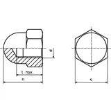 TOOLCRAFT M5 D1587-STAHL:A2K 194788 Sechskant-Hutmuttern M5 DIN 1587 Stahl verzinkt 10 St.