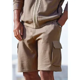 AUTHENTIC LE JOGGER "kurze Sweathose", Herren, Gr. XXL (60/62), N-Gr, braun (hellbraun), Sweatware, Obermaterial: 60% Baumwolle, 40% Polyester, unifarben, regular fit ca. Mitte Knie, Hosen Sweatshorts, Cargotaschen mit Webdetails, Topseller
