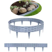 HENGMEI Rasenkanten Kunststoff Beetumrandungen 30m Beetumrandung Gartenpalisade Mähkante 30 stücke Rattan-Optik Randsteine Palisaden Gartenzaun, Grau