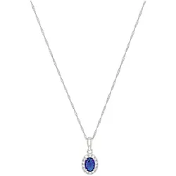 Kette mit Anhänger AMOR "Oval, Trachtenschmuck, Volksfest, 2039233, 2039234", blau (silberfarben, blau, weiß), Halsketten, Damen, Silber 925 (Sterlingsilber), L: 45cm, mit Zirkonia (synth.)