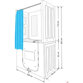 AcquaVapore Seniorendusche und Sitzwanne Kombination Wanne mit Tür 100 x 78 x 205 cm (S02D-TH-B-L)