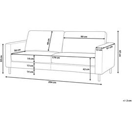 Beliani Sofa Schwarz Echtleder 3-Sitzer