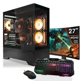 SYSTEMTREFF Gaming Komplett PC Set AMD Ryzen 7 8700F 8x5GHz | Nvidia RTX 5060 Ti 8GB | 1TB M.2 NVMe | 32GB DDR5 RAM | Windows 11 | 27 TFT Monitor | Desktop Paket Computer für Gamer, Gaming