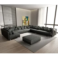 DELIFE Wohnlandschaft Clovis XXL Schwarz Modular Hocker Ottomane Rechts - Schwarz