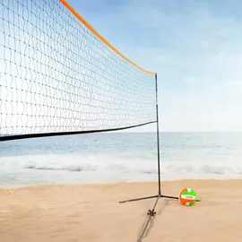 Aktive 54175 - Volleyball- und Badmintonnetz mit verstellbarer Höhe, Maße 505x101x157/91, inkl. Tragetasche, Volleyballnetz, Volleyball- und Badmintonnetz