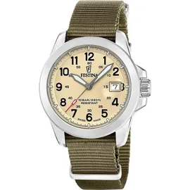 Festina Quarz Stahl/Beige mit 3 Bändern