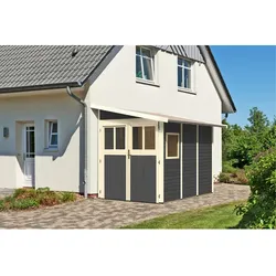 KARIBU Gartenhaus »Wandlitz«, terragrau, BxHxT: 181 x 230 x 320 cm (Außenmaße inkl. Dachüberstand)