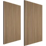 Tectake tectake® Akustikpaneele, Eiche hell, MDF und Echtholzfurnier, je 60 x 120 x 2,1 cm, Größe flexibel anpassbar