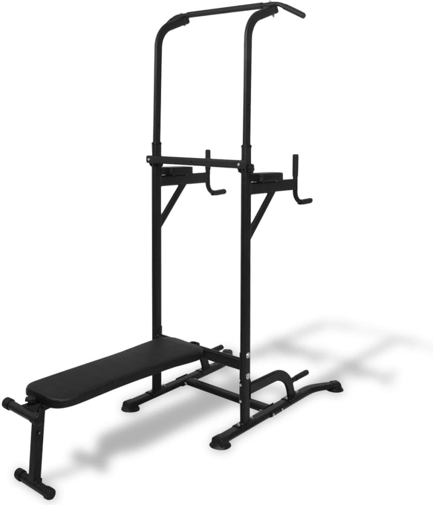 vidaXL Power Tower Sit Up Bank Fitnessgerät Kraftstation Heimtrainer Klimmzug