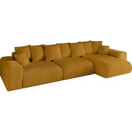 altdecor Ecksofa Cord mit Schlaffunktion 2-Sitzer Senfgelb