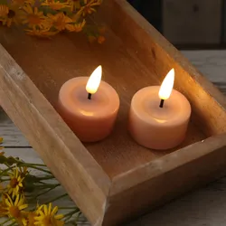LED Teelichter MIA - realistische 3D Flamme - D: 4,1cm - mit Batterien - rosa - 2 Stück