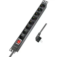 Logilink PDU8C01 19 Zoll 1 HE Schutzkontaktsteckdose mit Schalter Schwarz