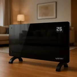 zenet ZET-530 Glaskonvektor 2000W | Konvektor Heizung Heizkörper LED-Display Timer | Elektroheizkörper Stand- oder Wandmontage