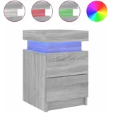 vidaXL Nachtschrank mit LED-Leuchten 35 x 39 x 55 cm Grau Sonoma