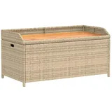vidaXL Bank mit Stauraum Beige 100x50x52 cm Poly Rattan Akazienholz