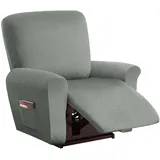 Sesselbezug Relaxsessel Stretchhusse für Relaxsessel 4-Teilig,Stretch Sesselschoner für Relaxsessel mit Taschen,Elastisch Sesselbezug Waschbar für Fernsehsessel Liege Sessel - Gray Green||1 Seater