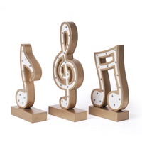 SEINHIJO 3pcs Dekor Skulptur Musik Note Figuren Klavier Statue Modern Arts Geschenk Wohnzimmer Ornament Holz LED Licht Nachtlicht Gold 29cm